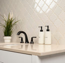 Antique white arabesque 10.83X15.5 glazed ceramic mesh mounted mosaic wall tile SMOT-PT-AW-ARABESQ product shot bath  view