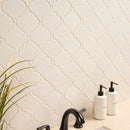 Antique white arabesque 10.83X15.5 glazed ceramic mesh mounted mosaic wall tile SMOT-PT-AW-ARABESQ product shot bath  view