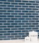 Bay blue beveled 12 in x 12 in ceramic mesh mounted SMOT-PT-BAYBLU-2X6B mosaic tile room shot bathroom view 3