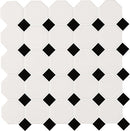 Black and White Octagon 11.61"x11.61" Matte Porcelain Mosaic Tile - MSI Collection product shot tile view 5