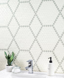 White and Gray Hive Pattern 11.73"x11.85" Matte Porcelain Floor and Wall Tile - MSI Collection plant in bathroom  view 2
