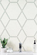 White and Gray Hive Pattern 11.73"x11.85" Matte Porcelain Floor and Wall Tile - MSI Collection plant in bathroom  view 3