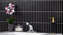 Black Matte 12"x12" Stacked Pattern Matte Porcelain Floor and Wall Tile - MSI Collection bathroom basin view 3