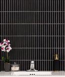 Black Matte 12"x12" Stacked Pattern Matte Porcelain Floor and Wall Tile - MSI Collection bathroom basin view 2