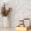 Elegante 10"x12" Pinwheel Gold Polished Stone Mosaic Floor And Wall Tile - MSI Collection bathroom view