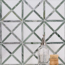 Verdant Green 12"x12" Geometrica Pattern Polished Marble Mosaic Floor And Wall Tile - MSI Collection bathroom view