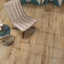 SPC Vinyl Rigid Core 7" Width 60" RL, 6mm Thick, 1.5mm IXPE Sublime Teak Manifesto Floors - Mazzia Collection Product shoot hall view