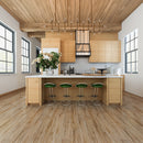 SPC Vinyl Rigid Core 7" Width 60" RL, 6mm Thick, 1.5mm IXPE Sublime Teak Manifesto Floors - Mazzia Collection Product shoot kitchen view
