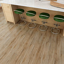 SPC Vinyl Rigid Core 7" Width 60" RL, 6mm Thick, 1.5mm IXPE Sublime Teak Manifesto Floors - Mazzia Collection Product shoot floor view