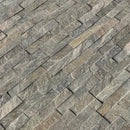 Sage green splitface ledger panel 6X24 natural quartzite wall tile  LPNLQSAGGRN624 product shot multiple tiles angle view