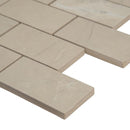 Sande cream 12x12 polished porcelain mesh mounted mosaic tile NSANCRE2X4P product shot profile view