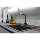 Sande grey 12x12 polished porcelain mesh mounted mosaic tile NSANGRE2X4P product shot kitchen view