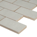 Sande grey 12x12 polished porcelain mesh mounted mosaic tile NSANGRE2X4P product shot profile view