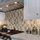 Sandhills hexagon 11.02 in x 12.76 in glass meshmounted mosaic tile SMOT-GLSPK-SAND6MM prod shot kitchen view 2