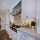Sandhills hexagon 11.02 in x 12.76 in glass meshmounted mosaic tile SMOT-GLSPK-SAND6MM prod shot kitchen view