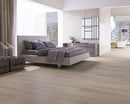 WPC Vinyl Rigid Core 7" Width 60" RL, 9.5mm Thick, 1.5mm IXPE Satin Beige Domaine Floors - Mazzia Collection bedroom view
