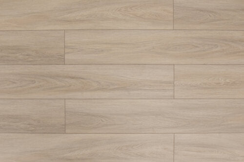 WPC Vinyl Rigid Core 7" Width 60" RL, 9.5mm Thick, 1.5mm IXPE Satin Beige Domaine Floors - Mazzia Collection plank view