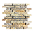Scabos Travertine Strip Liner on 12" x 12" Mesh Mosaic Tile