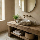 Seagrass Fossil Limestone Hand Carved Grey Bathroom Vessel Sink 16x20 Natural Stone
