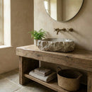 Seagrass Fossil Limestone Hand Carved Grey Bathroom Vessel Sink 16x20 Natural Stone
