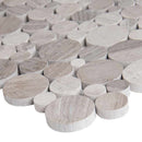 Serenity stone river rock 12X12 marble mesh mounted mosaic tile SMOT-SERENITY-PEB10MM product shot profile view