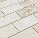 Shell Stone Limestone 2"x4" Brick Honed on 12" x 12" Mesh Mosaic Tile
