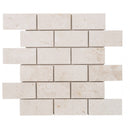 Shell Stone Limestone 2"x4" Brick Honed on 12" x 12" Mesh Mosaic Tile