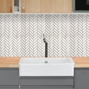 Shell Stone Limestone 1"x3" Herringbone on 12" x 12" Mesh Mosaic Tile
