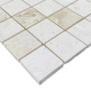 Shell Stone Limestone 2"x2" Honed on 12" x 12" Mesh Mosaic Tile