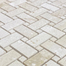 Shell Stone Limestone Basketweave Design on 12" x 12" Mesh Mosaic Tile