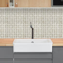 Shell Stone Limestone Basketweave Design on 12" x 12" Mesh Mosaic Tile