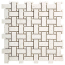 Shell Stone Limestone Basketweave Design on 12" x 12" Mesh Mosaic Tile