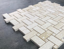 Shell Stone Limestone Basketweave Design on 12" x 12" Mesh Mosaic Tile