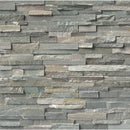Sierra blue splitface ledger panel 6X24 natural quartzite wall tile LPNLQSIEBLU624 product shot multiple tiles top view