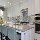 Sierra Blue Splitface Mini Ledger Corner 4.5"x9" Natural Quartzite Wall Tile LPNLQSIEBLU4.59COR MINI product shot kitchen view