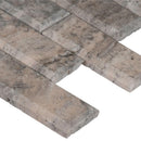 Silver 12X12 honed travertine mesh mounted mosaic wall tile SMOT-SILTRA-2x4HB product shot profile view