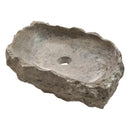 Hand Chiseled Travertine Vessel Sink 16x26 Gray For Bathroom