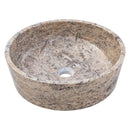 Silver Latte Travertine Natural Stone Above Vanity Bathroom Sink Polished (D)16" (H)5" angle view product shot