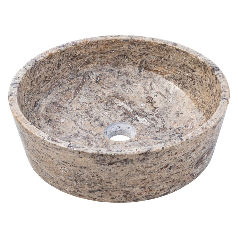 Silver Latte Travertine Natural Stone Above Vanity Bathroom Sink Polished (D)16" (H)5" angle view