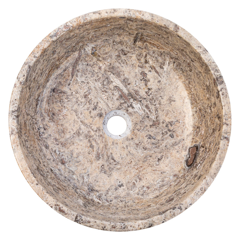 Silver Latte Travertine Natural Stone Above Vanity Bathroom Sink Polished (D)16" (H)5" top view