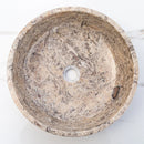 Silver Latte Travertine Natural Stone Above Vanity Bathroom Sink Polished (D)16" (H)5" top view