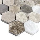 Silver Shadow-Carrara White Mix Marble 2" Hexagon on 12" x 12" Mesh Mosaic Tile
