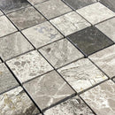 Silver Shadow Marble 2"x2" Honed on 12" x 12" Mesh Mosaic Tile