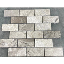 Silver Shadow Marble 2"x4" Brick Honed on 12" x 12" Mesh Mosaic Tile