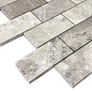Silver Shadow Marble 2"x4" Brick Honed on 12" x 12" Mesh Mosaic Tile