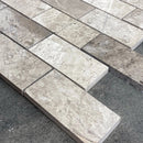 Silver Shadow Marble 2"x4" Brick Honed on 12" x 12" Mesh Mosaic Tile