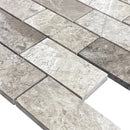 Silver Shadow Marble 2"x4" Brick Honed on 12" x 12" Mesh Mosaic Tile