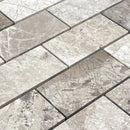 Silver Shadow Marble 2"x4" Brick Honed on 12" x 12" Mesh Mosaic Tile