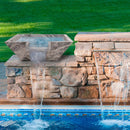 Silver Shadow Marble Natural Stone Pool Square Cascade Water Bowl
