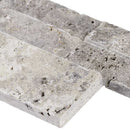 Silver splitface ledger corner 6X18 natural travertine wall tile LPNLTSIL618COR product shot profile view